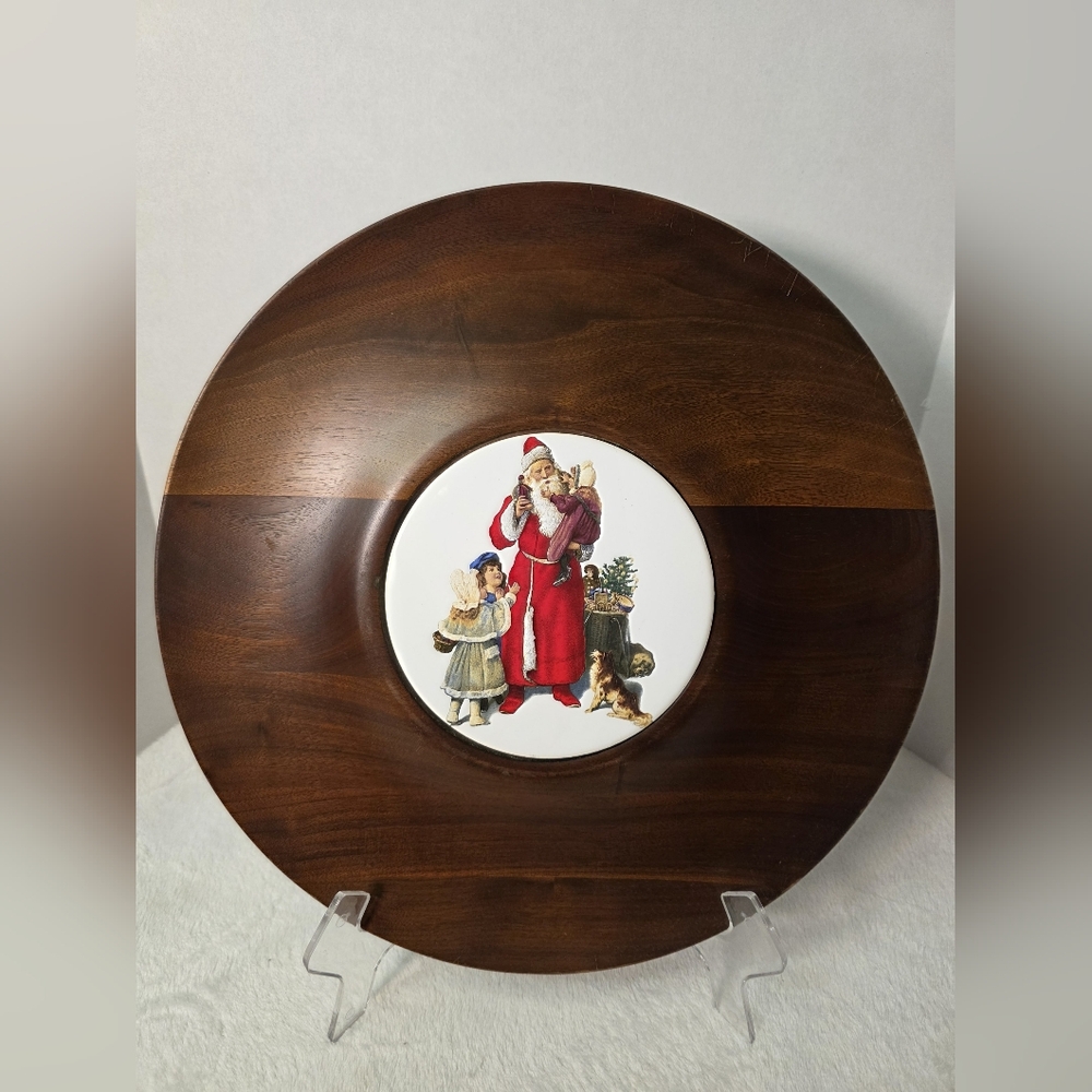 Saint Nicholas Ozark‎ Walnutware Wood With Ceramic Tile Cheese Board Tray 14"